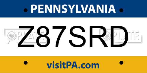 Z87SRD Pennsylvania License Plate