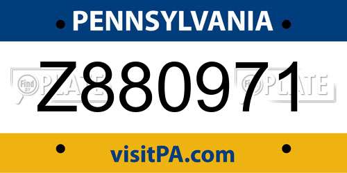 Z880971 Pennsylvania License Plate