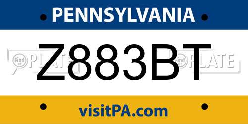 Z883BT Pennsylvania License Plate
