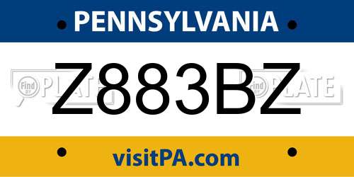Z883BZ Pennsylvania License Plate