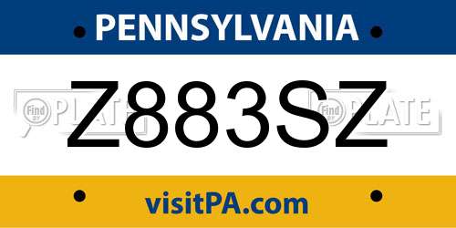 Z883SZ Pennsylvania License Plate