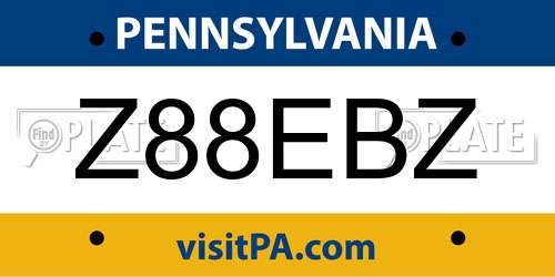 Z88EBZ Pennsylvania License Plate