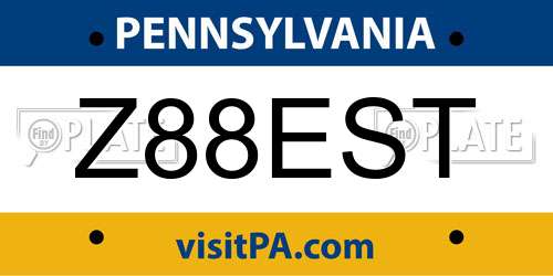 Z88EST Pennsylvania License Plate