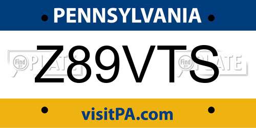 Z89VTS Pennsylvania License Plate