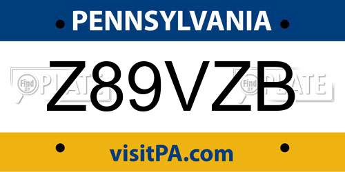Z89VZB Pennsylvania License Plate