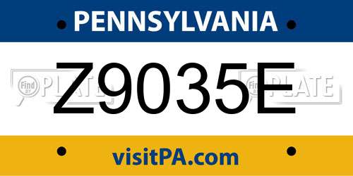 Z9035E Pennsylvania License Plate