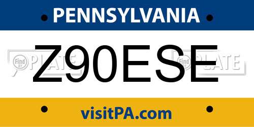 Z90ESE Pennsylvania License Plate