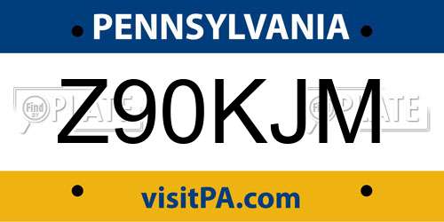 Z90KJM Pennsylvania License Plate