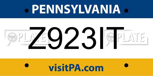 Z923IT Pennsylvania License Plate