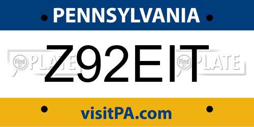 Z92EIT Pennsylvania License Plate