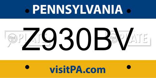Z930BV Pennsylvania License Plate