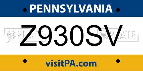 Z930SV Pennsylvania License Plate