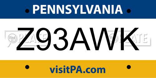 Z93AWK Pennsylvania License Plate