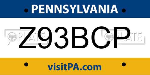 Z93BCP Pennsylvania License Plate
