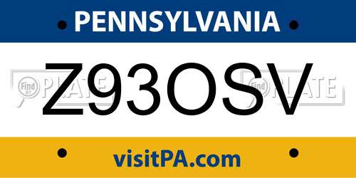 Z93OSV Pennsylvania License Plate