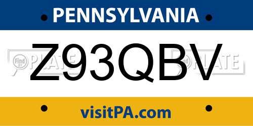 Z93QBV Pennsylvania License Plate