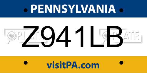 Z941LB Pennsylvania License Plate