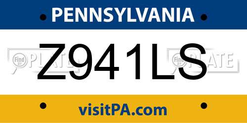 Z941LS Pennsylvania License Plate
