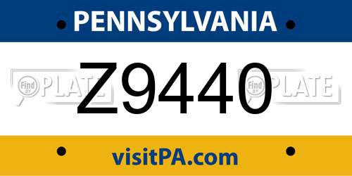 Z9440 Pennsylvania License Plate