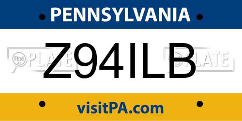 Z94ILB Pennsylvania License Plate