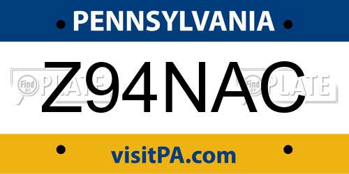 Z94NAC Pennsylvania License Plate