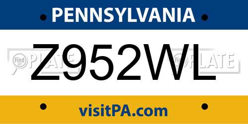 Z952WL Pennsylvania License Plate