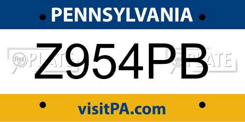 Z954PB Pennsylvania License Plate