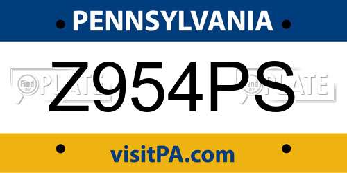 Z954PS Pennsylvania License Plate