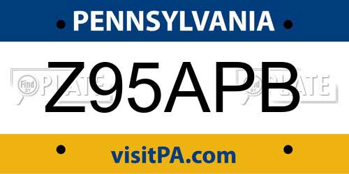 Z95APB Pennsylvania License Plate