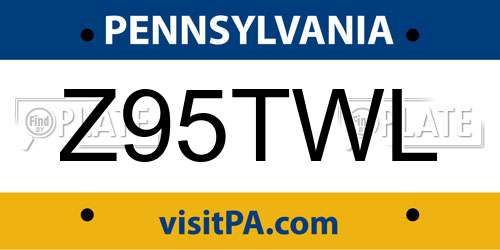 Z95TWL Pennsylvania License Plate