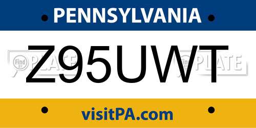 Z95UWT Pennsylvania License Plate