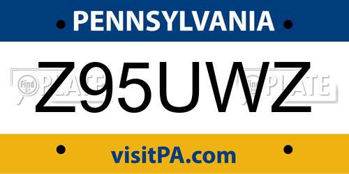 Z95UWZ Pennsylvania License Plate