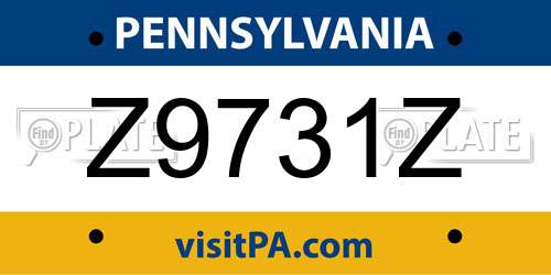 Z9731Z Pennsylvania License Plate