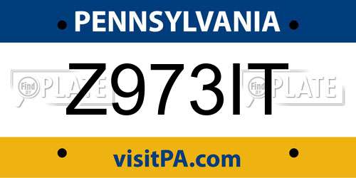 Z973IT Pennsylvania License Plate