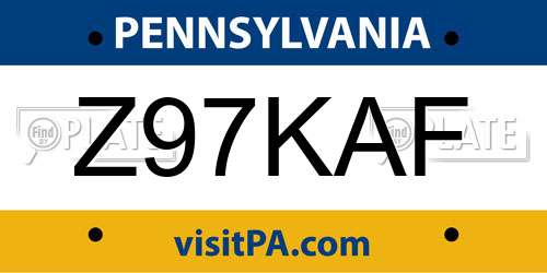 Z97KAF Pennsylvania License Plate