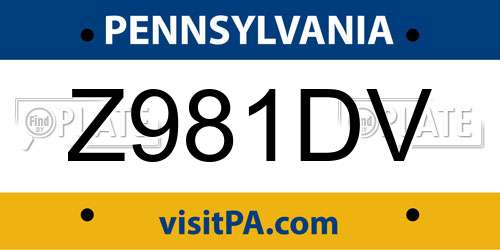 Z981DV Pennsylvania License Plate
