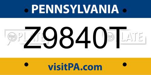 Z9840T Pennsylvania License Plate