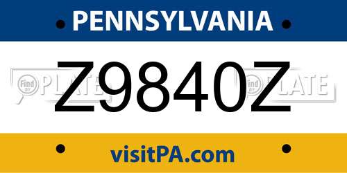 Z9840Z Pennsylvania License Plate