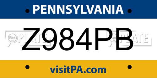Z984PB Pennsylvania License Plate