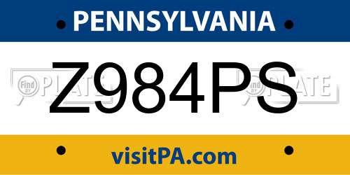 Z984PS Pennsylvania License Plate