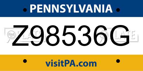 Z98536G Pennsylvania License Plate