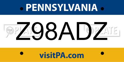 Z98ADZ Pennsylvania License Plate