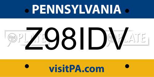 Z98IDV Pennsylvania License Plate