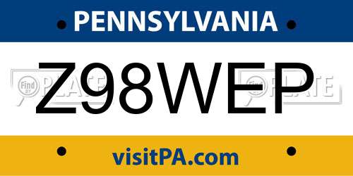 Z98WEP Pennsylvania License Plate