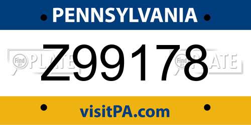 Z99178 Pennsylvania License Plate