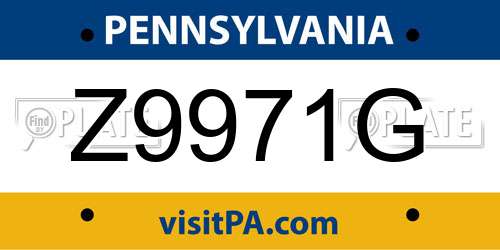 Z9971G Pennsylvania License Plate