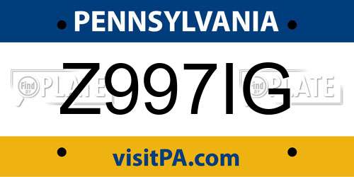 Z997IG Pennsylvania License Plate