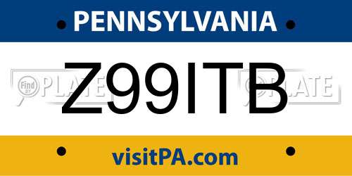 Z99ITB Pennsylvania License Plate