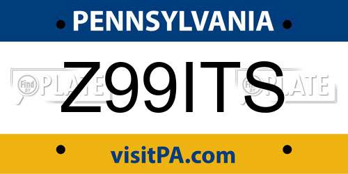 Z99ITS Pennsylvania License Plate