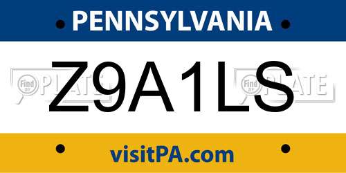 Z9A1LS Pennsylvania License Plate